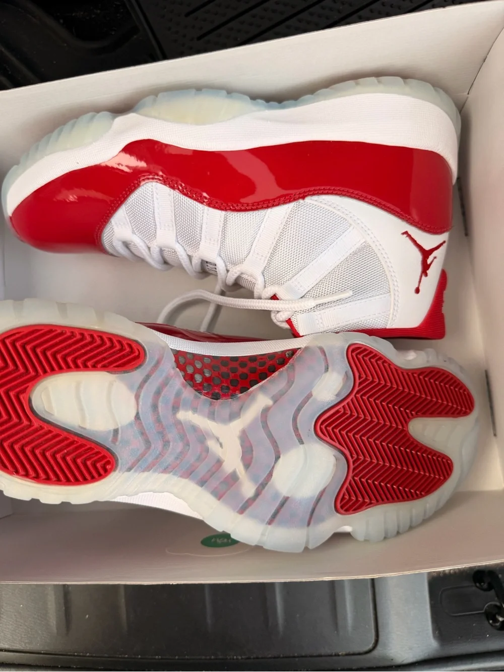 Men’s Red and White Jordan 11 Basketball Sneakers -